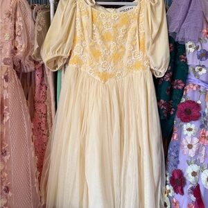 JessaKae Light Yellow Embroidered Dress
